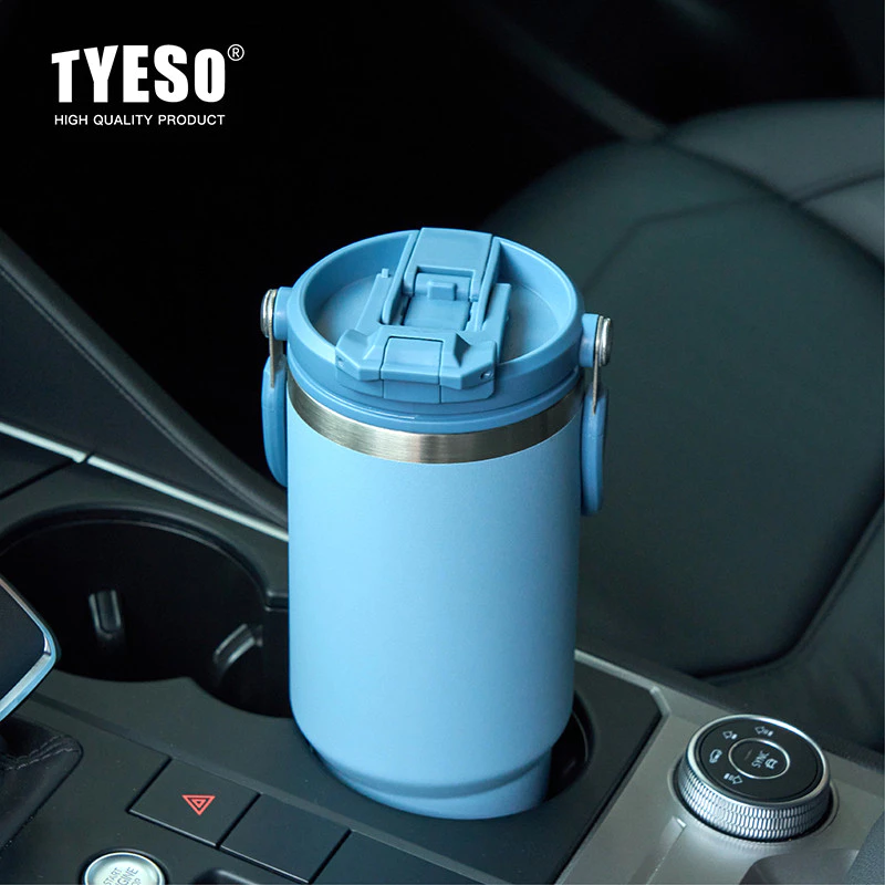 TYESO 01-01022/23/24/25/26 600ML/750MTumbler พร้อมที่จับ,ขวดน้ําฉนวนสุญญากาศพร้อมฝาปิด 2-in-1 และฟาง,ถ้วยกาแฟสแตนเลสผนังคู่แก้วเดินทางป้องกันการรั่วพลิก thumbnail 7