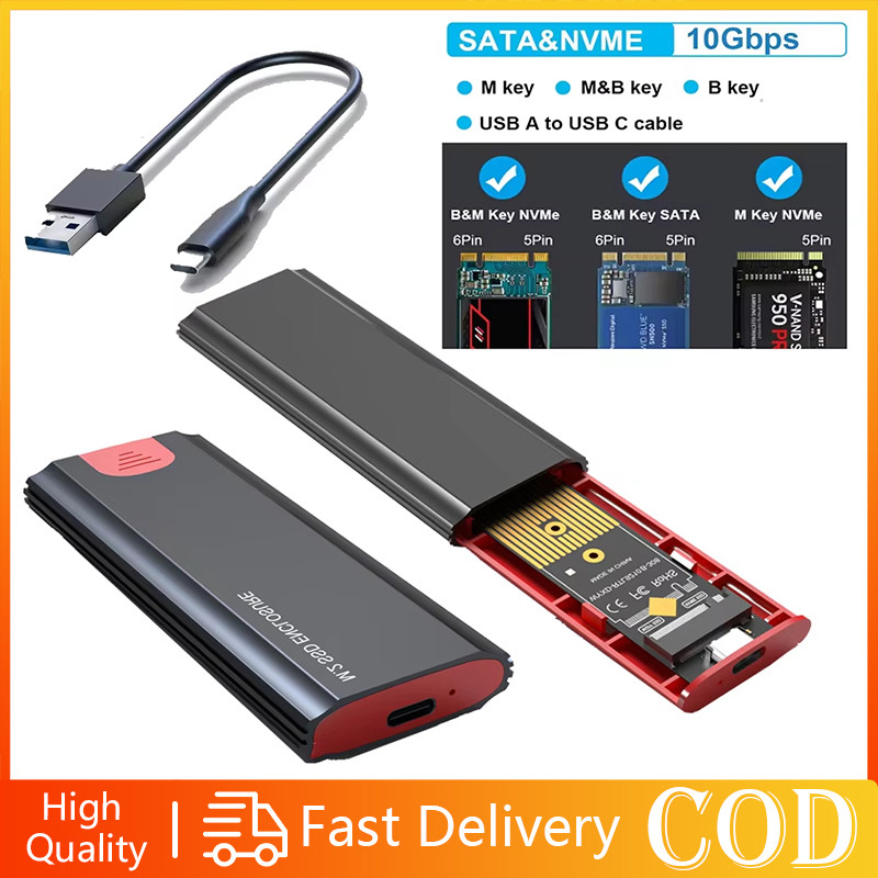10Gbps M2 NVME SATA SSD กล่อง M.2 NVME NGFF SSD เป็น USB 3.1 Enclosure Type-A ถึง Type-C สําหรับ M.2 SSD อุปกรณ์เสริมสําหรับ PC
