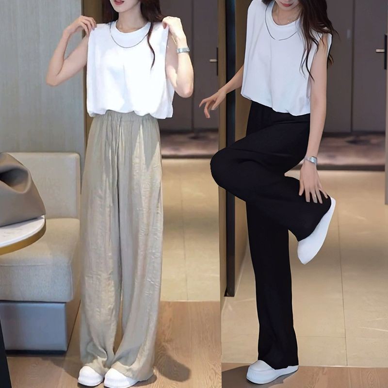 ผ้าไหมน้ำแข็งโซ่เกลียวไหล่แผ่นแขนกุดเสื้อยืดผู้หญิง ไซส์หลวมสำหรับคนผอม ...