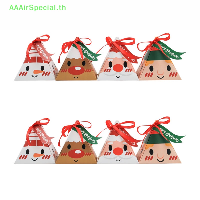 aaairspecial-กล่องกระดาษ-ทรงสามเหลี่ยม-ลายซานตาคลอส-สําหรับใส่คุกกี้-ลูกอม-10-ชิ้น