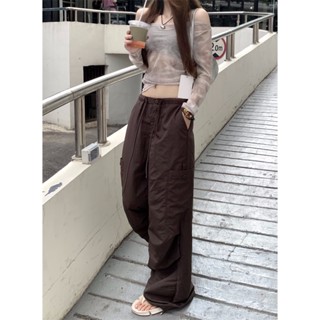 กางเกงขายาวลําลอง เอวสูง ทรงหลวม แต่งลูกไม้ สีพื้น เข้ากับทุกการแต่งกาย แฟชั่นฤดูใบไม้ร่วง สไตล์เรโทร สําหรับเด็กผู้หญิง
