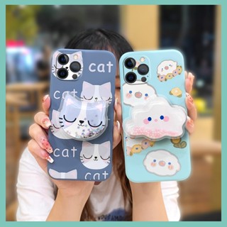 phone case Liquid silicone shell Phone Case For iphone 12 Pro cute Cartoon quicksand Anti-fall ins Rotatable stand