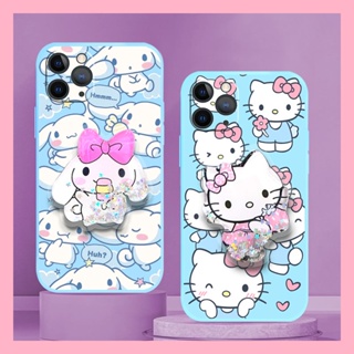 Anti-fall Rotatable stand Phone Case For iphone 11 Pro Max Glitter cute Cartoon protective case The New Liquid silicone shell
