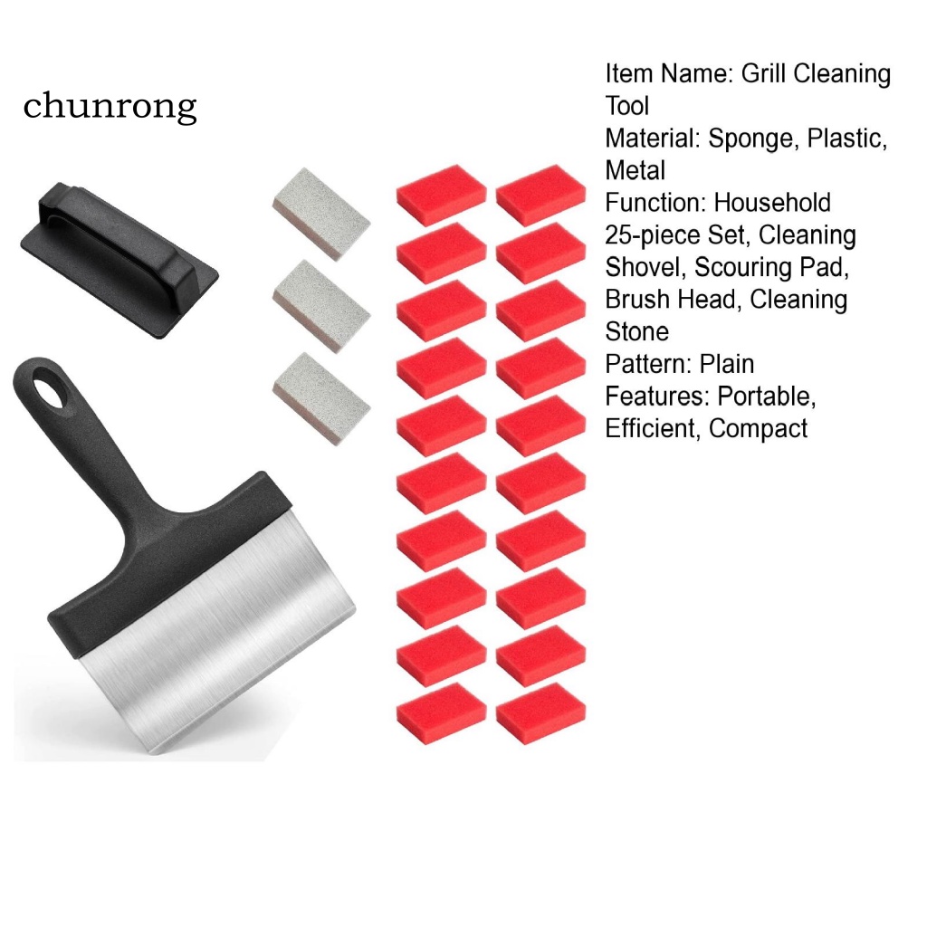 chunrong-ชุดตะแกรงทําความสะอาดเตาย่างบาร์บีคิว-ใช้ง่าย-20-แผ่น-ที่ขูดอิฐ-3-ชิ้น-ด้ามจับตาข่าย-สําหรับผู้ซื้อตะวันออกเฉียงใต้