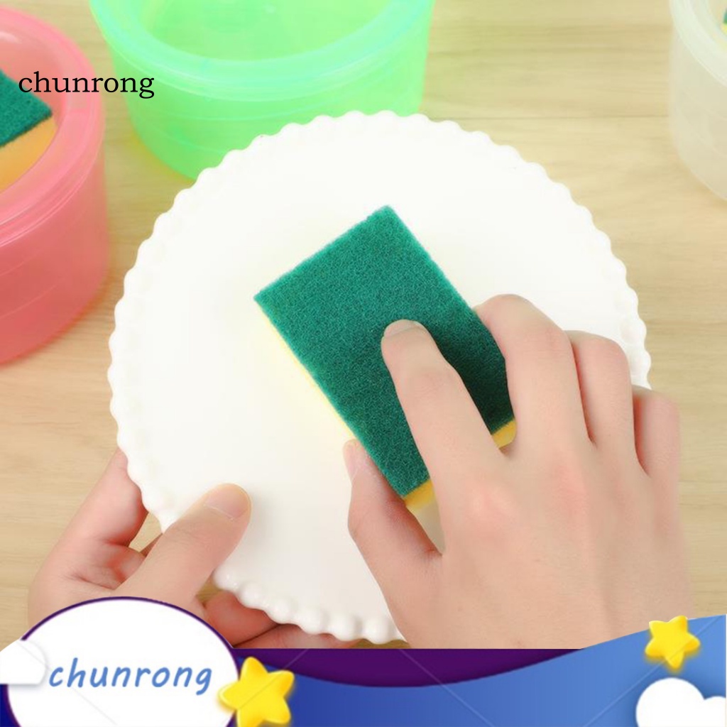 chunrong-2-in-1-ขวดปั๊มสบู่-แบบใส-กันรั่วซึม-พร้อมที่วางฟองน้ํา-สําหรับล้างจาน