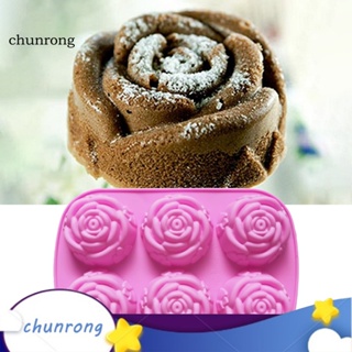 Chunrong แม่พิมพ์ซิลิโคน รูปดอกกุหลาบ 6 ช่อง ยืดหยุ่น ไม่เหนียวติด สําหรับทําช็อคโกแลต เยลลี่