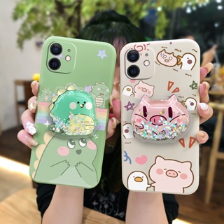 cute quicksand Phone Case For iphone 11 Anti-fall Liquid silicone shell Glitter ins phone case protective case Rotatable stand