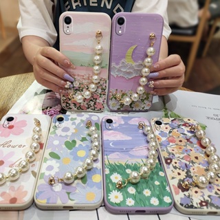 Pearl bracelet Lens package Phone Case For iphone XR Nordic style Liquid silicone shell phone case Anti-fall