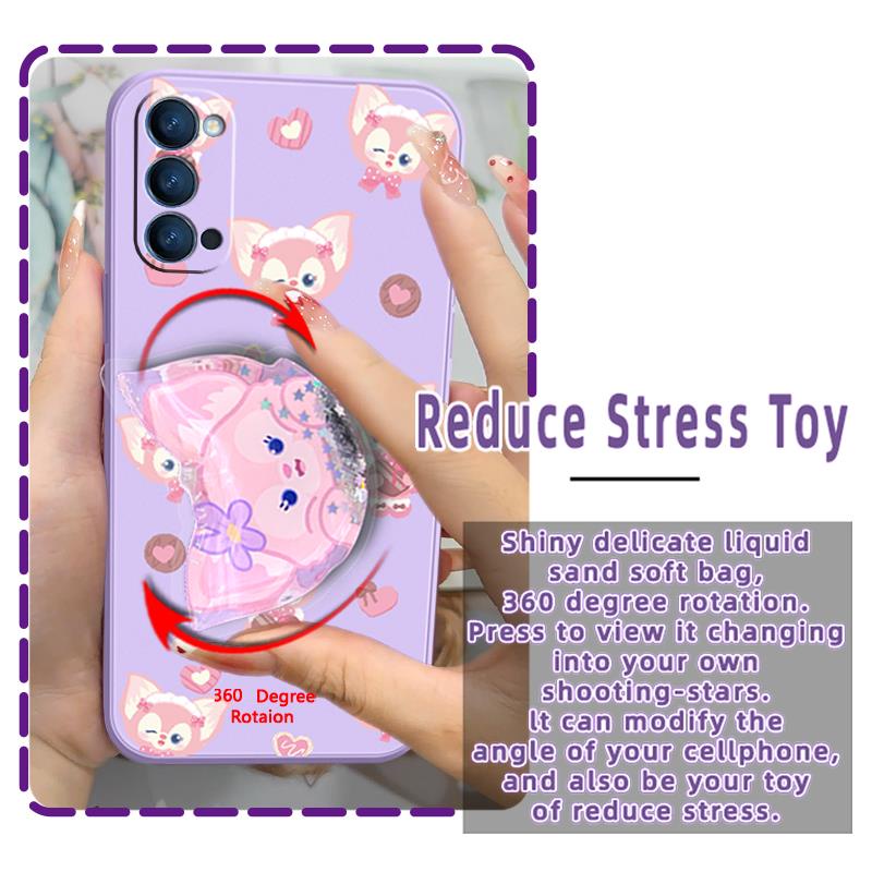 cute-cartoon-phone-case-for-oppo-reno4-5g-protective-case-quicksand-glitter-rotatable-stand-the-new-skin-feel-silicone
