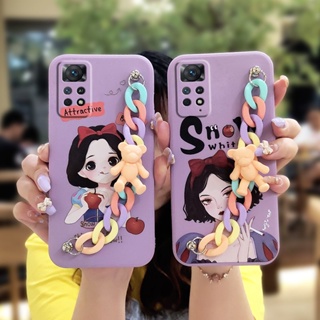Back Cover Cartoon Phone Case For Redmi Note12 Pro 4G/Note11 Pro+ India Solid color Skin feel silicone Bear bracelet
