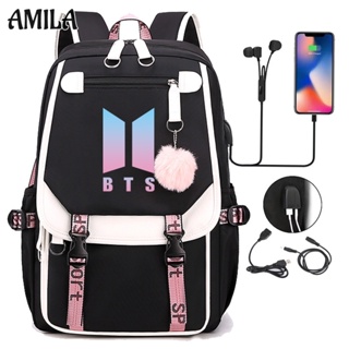 JUST STAR BTS Oxford cloth backpack  peripheral cute USB charging junior high school school bag