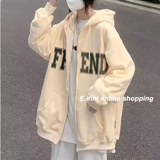 E.ifini เสื้อผ้าผู้ญิง แขนยาว เสื้อฮู้ด คลุมหญิง สไตล์เกาหลี แฟชั่น A98J1HM