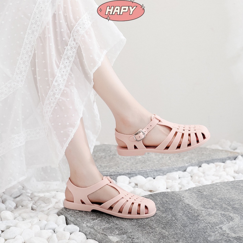 hapy-รองเท้าผ้าใบผู้หญิง-รองเท้าโรมันพลาสติก