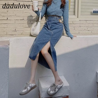 DaDulove💕 New American ins high street retro irregular denim skirt niche high waist A-line skirt bag hip skirt