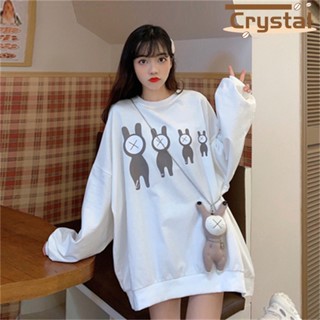 Crystal เสื้อผ้าผู้ญิง แขนยาว เสื้อฮู้ด คลุมหญิง สไตล์เกาหลี แฟชั่น A98J2FM