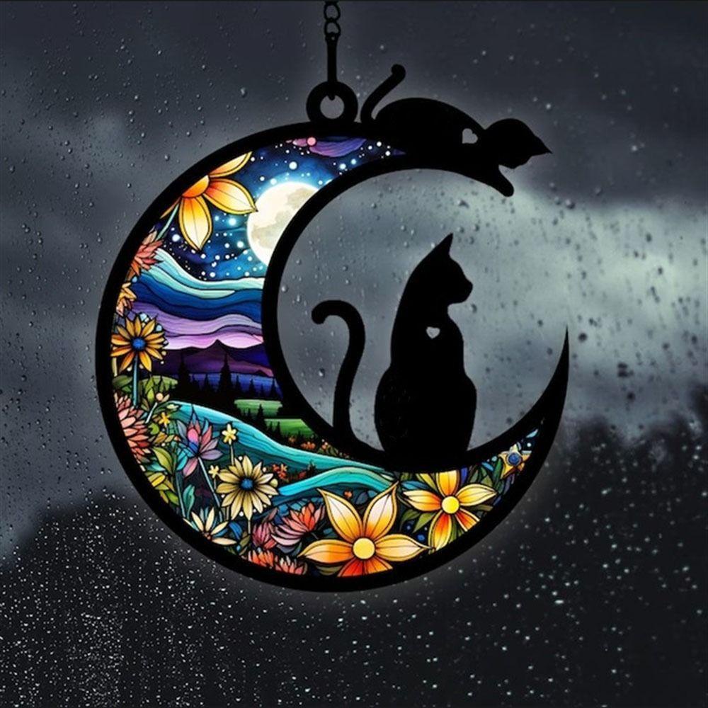 beauty-พวงหรีดแมว-อะคริลิค-รูปดวงจันทร์-คุณภาพสูง-สําหรับตกแต่งบ้าน-วันฮาโลวีน