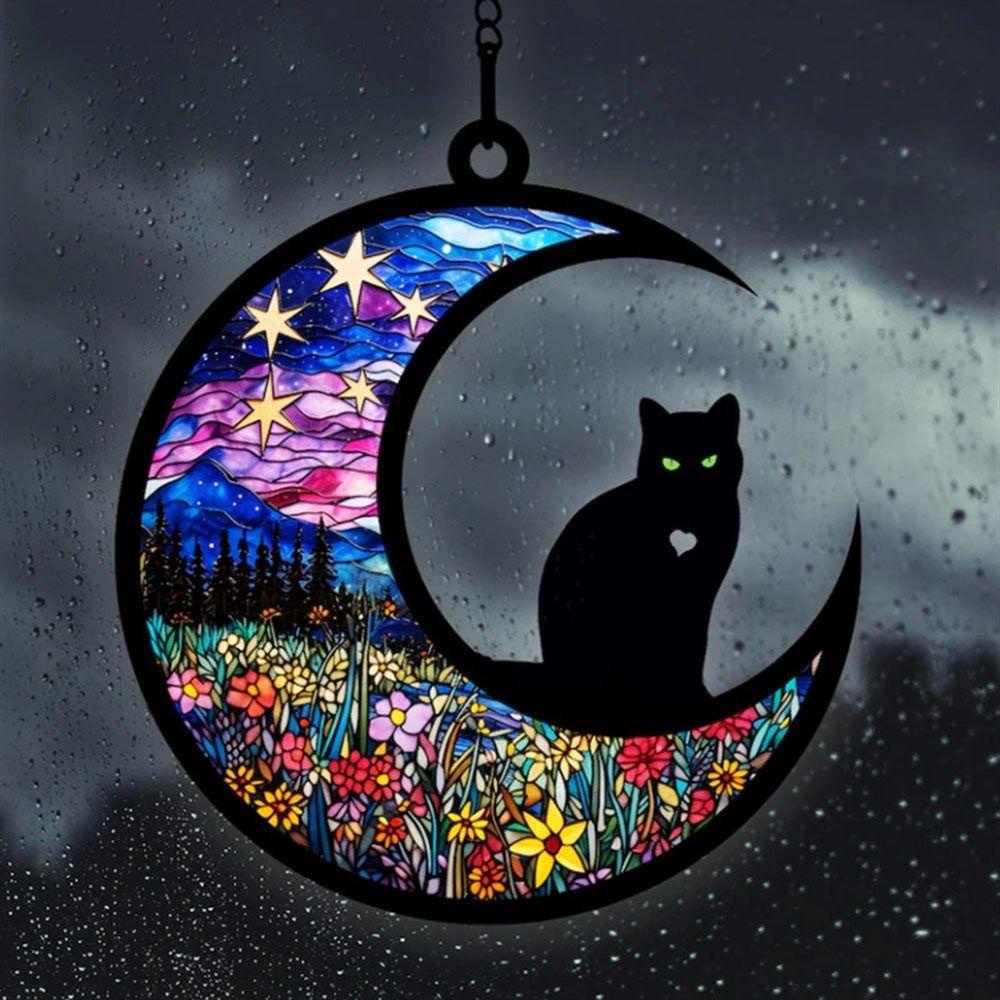 beauty-พวงหรีดแมว-อะคริลิค-รูปดวงจันทร์-คุณภาพสูง-สําหรับตกแต่งบ้าน-วันฮาโลวีน