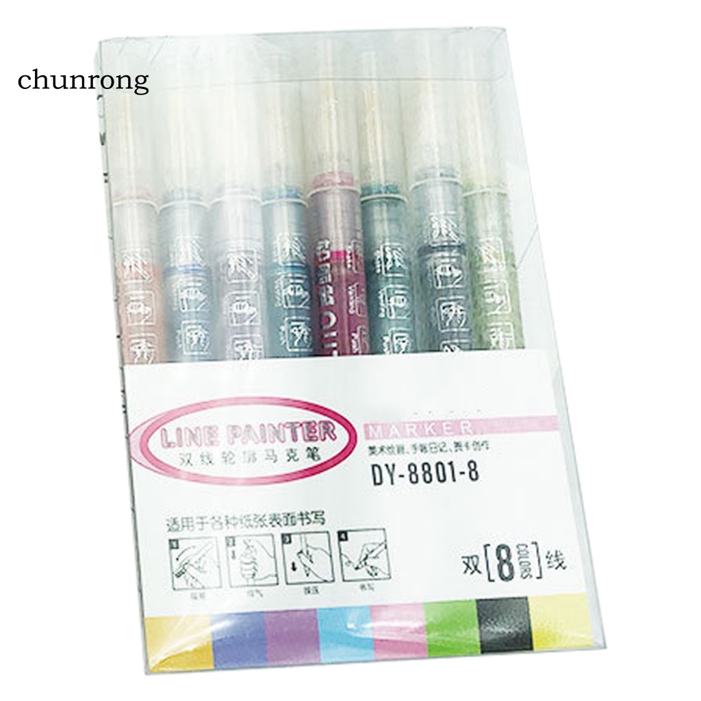 chunrong-ปากกามาร์กเกอร์เมทัลลิก-แบบแห้งเร็ว-8-ชิ้น