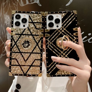 เคสโทรศัพท์มือถือแบบนิ่ม ทรงสี่เหลี่ยม พร้อมแหวนขาตั้ง หรูหรา สําหรับ Samsung A54 A34 A24 A14 4G A04 A04s A04e A42 5G