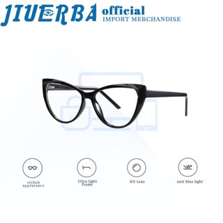 JIUERBA ใหม่ แว่นตาแฟชั่น กรอบแว่นแคทอาย ป้องกันแสงสีฟ้า TR90 สไตล์คลาสสิก สําหรับผู้ชาย และผู้หญิง