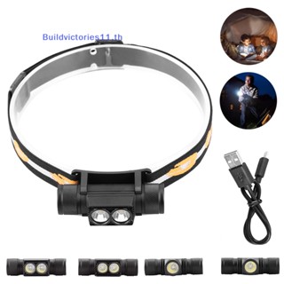 Buildvictories11 ไฟฉายสวมศีรษะ LED XM L2 T6 18650 กันน้ํา ชาร์จ USB TH