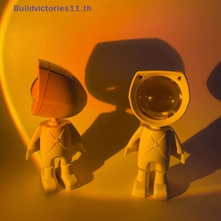 Buildvictories11 โคมไฟโปรเจคเตอร์ รูปหุ่นยนต์นักบินอวกาศ พระอาทิตย์ตก หรี่แสงได้ สําหรับห้องนอน