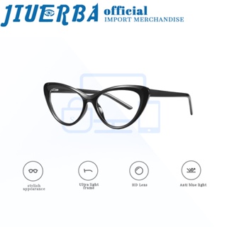 JIUERBA แว่นตา TR90 กรอบสีดํา ป้องกันรังสียูวี ป้องกันแสงสีฟ้า สไตล์คลาสสิก แฟชั่นใหม่ สําหรับผู้หญิง