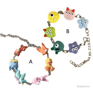 Boom สร้อยข้อมือเรซิ่น รูปสัตว์น่ารัก สไตล์โบฮีเมียน สีเงิน สําหรับผู้หญิง