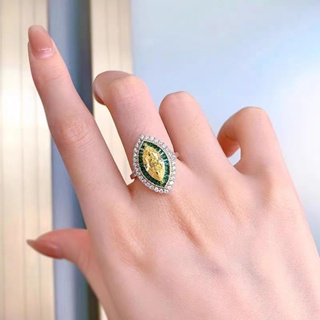 ชุดแหวนเพชรคาร์บอน รูปหยดน้ํา สีเหลือง สีทอง สไตล์อิตาลี