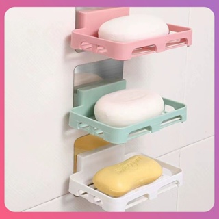 Creative Wall Mounted Soap Box Drain Soap Dishes Holder No Trace Suction Cup Soap Dish Tray Waterproof Strong Bearing Capacity Home Bathroom Accessories [COD]