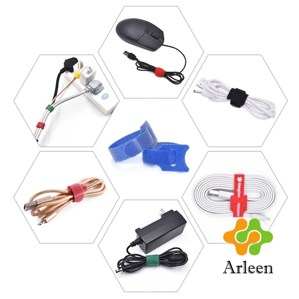 arleen-เทปตีนตุ๊กแก-ที่รัดสายชาร์จ-สายหูฟัง-สายรัดสายไฟ-10pcs-magic-tape-tie-strap