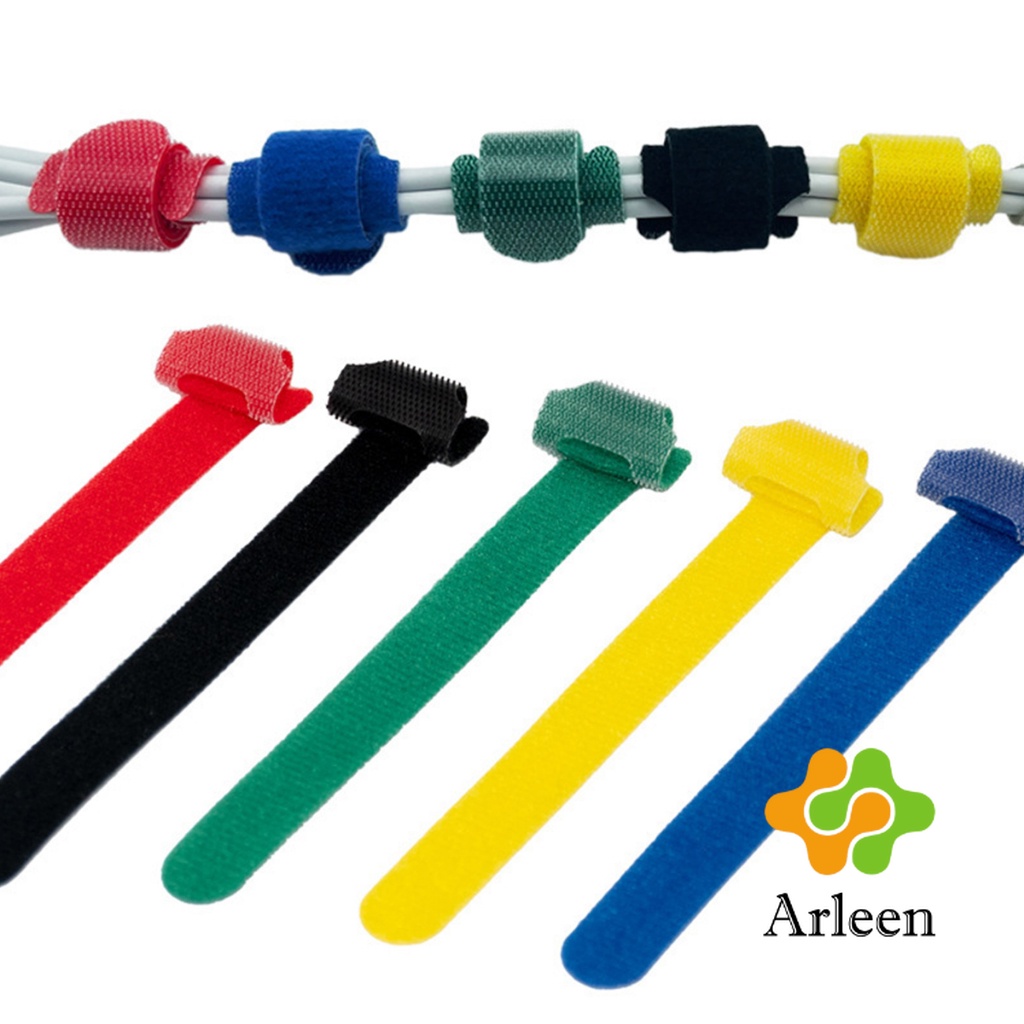 arleen-เทปตีนตุ๊กแก-ที่รัดสายชาร์จ-สายหูฟัง-สายรัดสายไฟ-10pcs-magic-tape-tie-strap