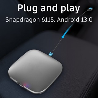 กล่องโปรเซสเซอร์ไร้สาย CP-605 carplay AI box Android 13.0 8+128GB มีสาย สําหรับ Android Qualcomm Snapdragon 6115