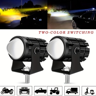 2pcs Car Motorcycle Spotlight Headlamp Led Two-Color High And Low Beam Integrated Waterproof Super Bright 12-80V
