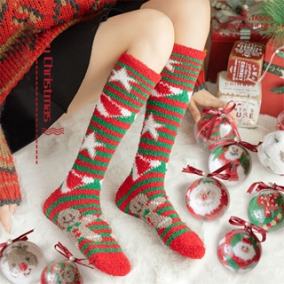 ถุงเท้าผ้าฝ้าย ลายต้นคริสต์มาส ซานต้า กวาง เกล็ดหิมะ ปีใหม่ สําหรับผู้หญิง