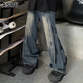 ASRV กางเกงยีนส์ผู้ชาย สไตล์อเมริกัน ไฮสตรีท หนักระดับไฮเอนด์ ประกบขากว้าง เดรปกางเกงขาตรงทรงหลวม