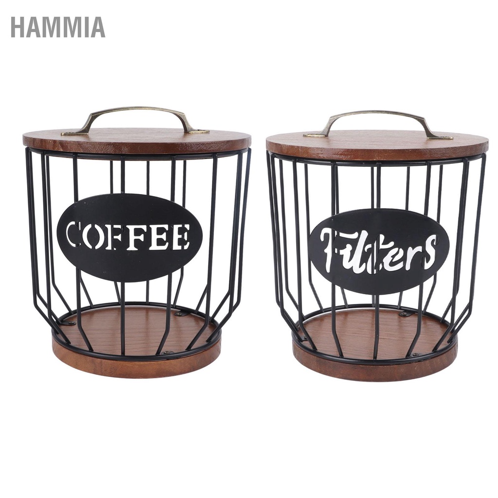 hammia-ผู้ถือตัวกรองกาแฟแบบชนบทพร้อมฝาปิดตัวกรองกาแฟคอนเทนเนอร์ที่เก็บฝักกาแฟสำหรับเคาน์เตอร์อุปกรณ์ตกแต่งบาร์กาแฟ