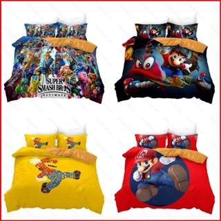 Fash The Super Mario Bros 3in1 ชุดเครื่องนอน ผ้าปูที่นอน ผ้าห่ม ห้องนอน ล้างทําความสะอาดได้ สะดวกสบาย บ้าน
