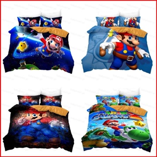 Fash The Super Mario Bros 3in1 ชุดเครื่องนอน ผ้าปูที่นอน ผ้าห่ม ผ้านวม บ้าน ห้องนอน ล้างทําความสะอาดได้ สะดวกสบาย หอพัก ชุดป๊อป