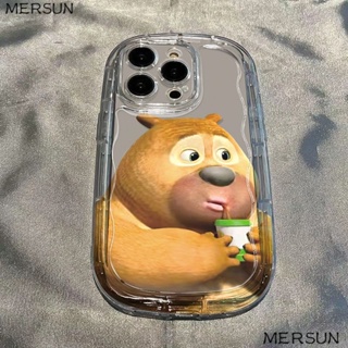 เคสโทรศัพท์มือถือแบบนิ่ม ใส กันกระแทก ลายหมีน่ารัก BSCU สําหรับ Iphone 14 13promax 12 11 7 8p xsxr