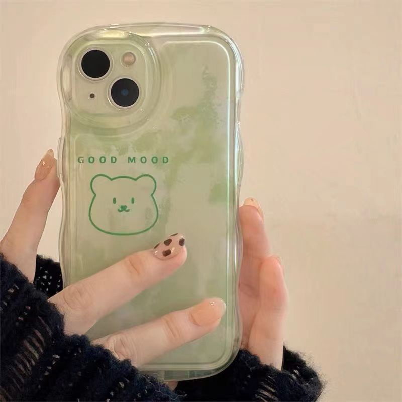 เคสโทรศัพท์มือถือ-ลายหมีน่ารัก-สีเขียว-สําหรับ-apple-iphone-14promax-13-12-11-az4t