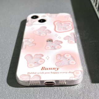 เคสโทรศัพท์มือถือ ซิลิโคน ลายกระต่ายน่ารัก สีชมพู สําหรับ Iphone 14promax 13 11 12 14 8U05