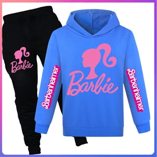 Baju Barbie ชุดเสื้อฮู้ดดี้ และกางเกงกีฬา แฟชั่นฤดูใบไม้ผลิ และฤดูใบไม้ร่วง สําหรับเด็กผู้หญิง 2 ชิ้น