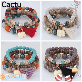 Cactu ชุดกําไลข้อมือ ประดับลูกปัด พู่ เหมาะกับฤดูร้อน สําหรับผู้หญิง