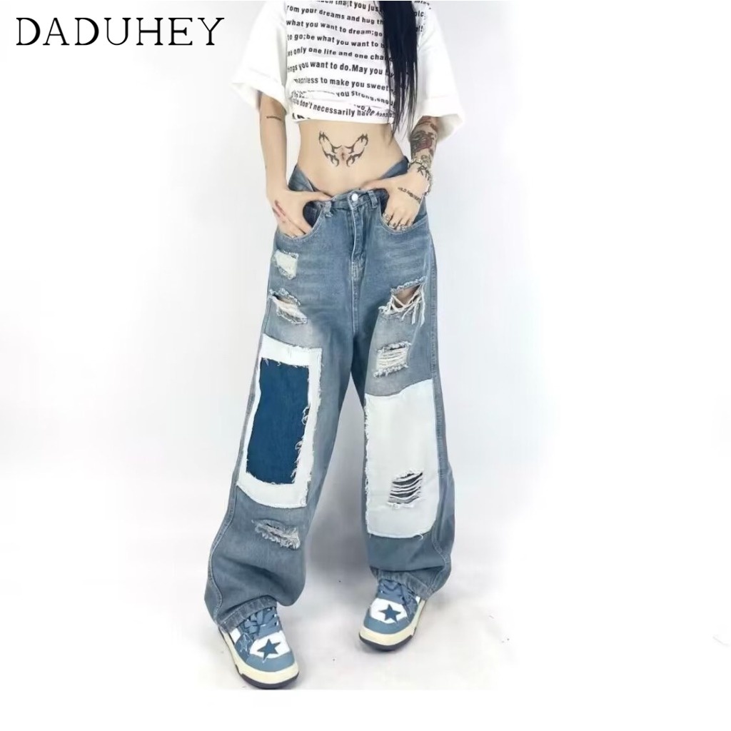 daduhey-new-american-style-retro-autumn-and-winter-loose-saggy-color-blocking-ripped-patch-harem-jeans