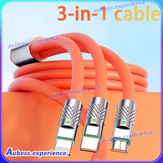 3 in 1 Fast Cable 120w Usb Charging Cord สายซิลิโคนเหลว Universal Cable ผู้เชี่ยวชาญ