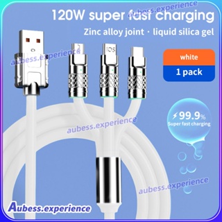 สายชาร์จโลหะผสมสังกะสี 3 ใน 1 120w 6a Super Fast Charger Usb Protecetion สำหรับ Micro Type-c พร้อมผู้เชี่ยวชาญ