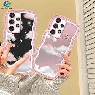 เคสโทรศัพท์มือถือ TPU ขอบโค้ง ลายก้อนเมฆ ดวงจันทร์ ดาว สําหรับ Samsung A24 A14 A04 A04E M23 A13 A03S A53 A73 A33 A02 A50S A30S A23 A22 A21S A12 A02S A11 A51 A30 A52 M12 A71 A53 A32