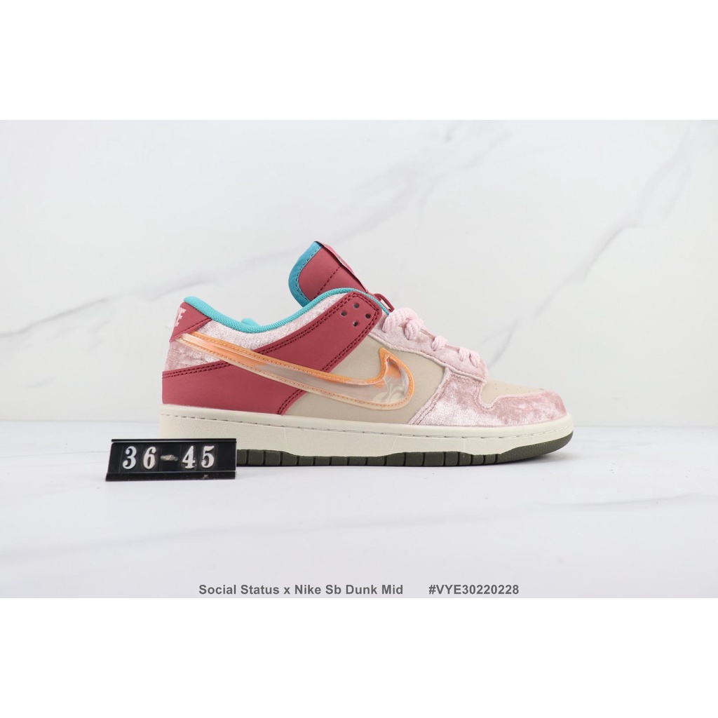 Social Status x 2022 SB Dunk Mid Joint Lowtop รองเท้าผ้าใบลําลอง