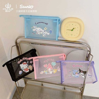 กระเป๋าลายน่ารัก Sanrio Character ทรงสี่เหลี่ยม ผ้าตาข่าย งานลิขสิทธิ์แท้ ผ้าไนลอน มีซิปปิด ครบลายตามภาพ ขนาด 26×16×8 cm